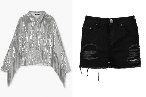 East London and West Essex Guardian Series: (Left) Sequin Fringe Detail Shirt and (right) Petite High Rise Distressed Denim Shorts (Boohoo/Canva)