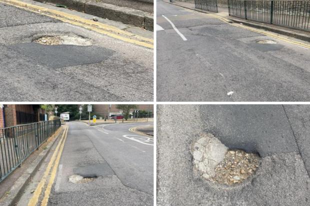 The pothole outside Central Primary School Grosvenor Road