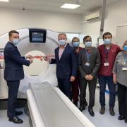 Sam Tarry MP for Ilford South and Wes Streeting MP for Ilford Noth with staff from Radiology department
