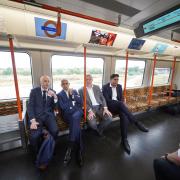 (left to right) Andy Byford, Commissioner of Transport for London, Mayor of London Sadiq Khan, Cllr Darren Rodwell, Leader of Barking and Dagenham Council, and Mattew Carpen, Managing Director at Barking Riverside Ltd, onboard a London Overground train,