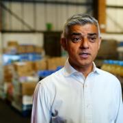 Mayor of London Sadiq Khan at the Newham Food Alliance warehouse hub in North Woolwich. Photo: PA