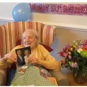 Majorie Brockington, resident at St Ives Lodge Care Home, celebrates her 100th birthday.