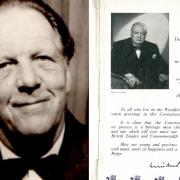 Harry Allison, left, and Winston Churchill's message that appeared in the programme for the Wanstead and Woodford celebrations. Images courtesy Bill Allison