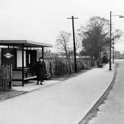 Waiting for a bus on Larkshall Road near New Road c1939