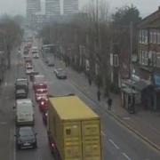 Traffic jams were reported in Lea Bridge Road throughout the morning