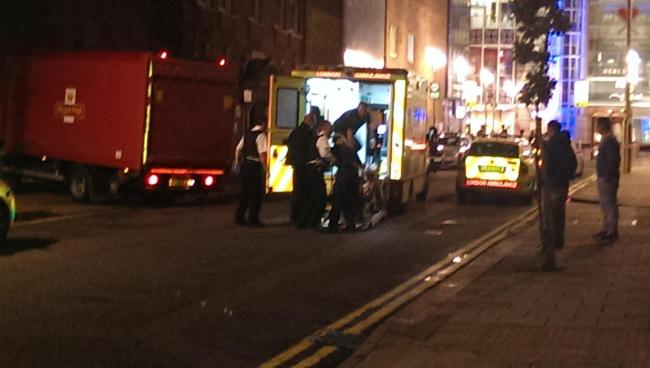 Police and ambulance crews at the scene. Photo courtesy of Cllr Paul Canal.