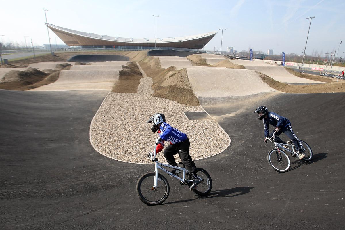Launch of the Lee Valley VeloPark (the former London 2012 cycling venue) with ambassadors Laura Trott OBE and Mark Colbourne MBE. The venue  includes Velodrome, Road Circuit, BMX track and MTB skills section. (12/3/2014) EL75635_1