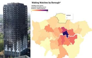 This map shows the number of buildings in each London borough that need fire safety measures such as waking watches after the Grenfell Tower disaster. Map data: © Crown copyright and database right 2018  Get the data  Created with Datawrapper.