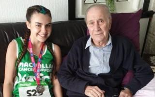 Molly Elliot with her grandad Ron in 2019, on the day she ran Run Regents Park. Picture: Elliot family