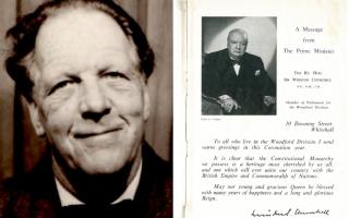 Harry Allison, left, and Winston Churchill's message that appeared in the programme for the Wanstead and Woodford celebrations. Images courtesy Bill Allison