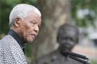 Mr Mandela with his sculpture in the background (Pic: James O Jenkins (c))