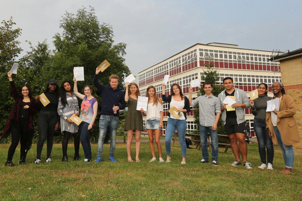 A Level results day at West Hatch High School, Chigwell. (18/8/2016) EL89030_8