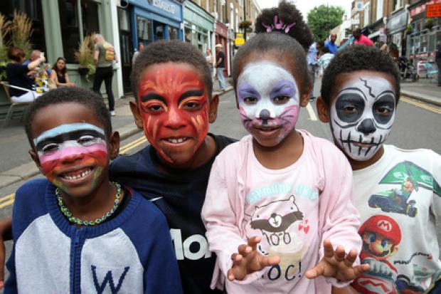Expect expertly painted faces like this at the Village Festival in Walthamstow
